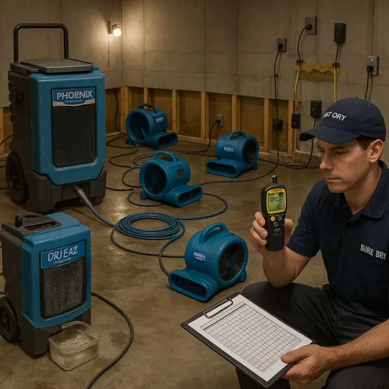 Structural Drying and Dehumidification process in La Habra, CA